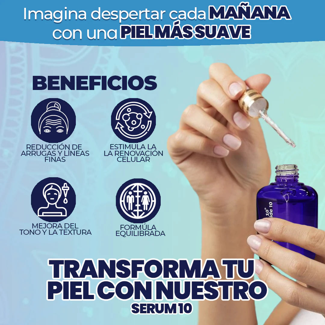 Sérum 10 Plus Ácido Hialurónico: Frescura, firmeza y juventud para tu piel en solo minutos.